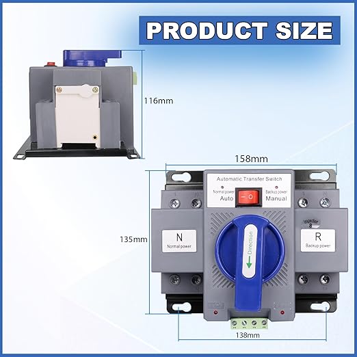 2P 63A 110V Dual Power Automatic Transfer Switch, Generator Changeover Switch 50HZ/60HZ