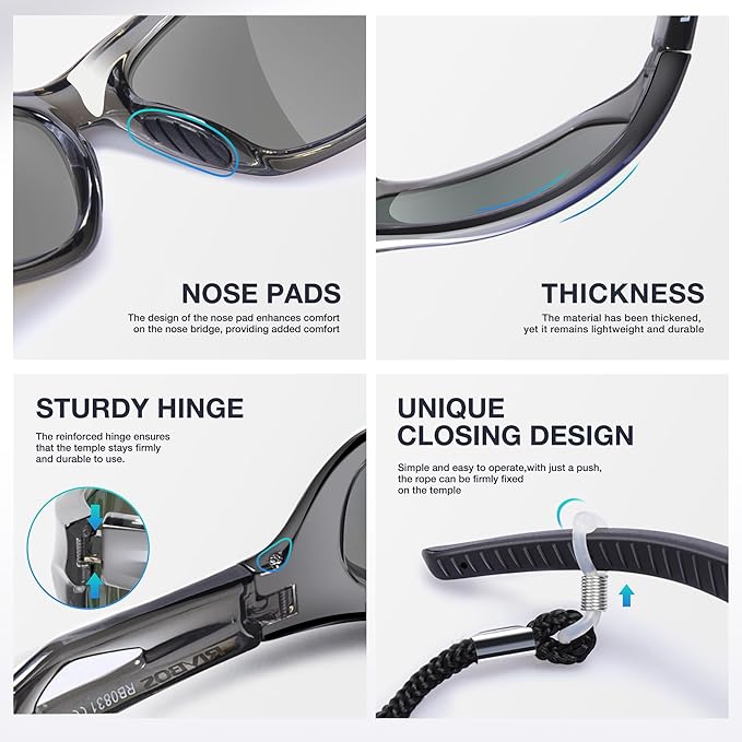 RIVBOS Polarized Sports Sunglasses Driving Sun Glasses Shades for Men Women Tr90 Frame for Cycling Fishing Running RB831