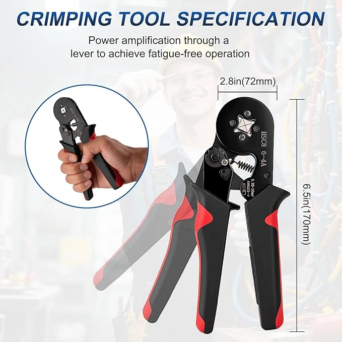 Ferrule Crimping Tool Kit, Wire Ferrules Kit Crimper Pliers with 1800PCS Wire Ends Terminals for AWG 23-7 (0.25-10mm²) Gauge, Self-Adjusting Ratchet Pliers for Audio, Automotive, DIY