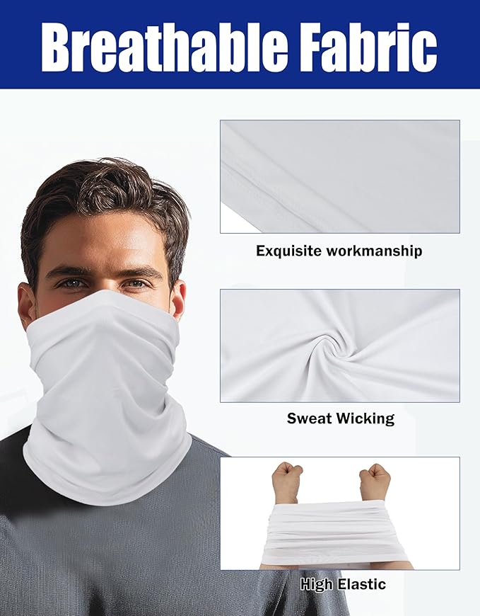 JHYWELL Cooling Neck Gaiter Face Mask, UV Protection Masks Gator, Windproof Bandana for Skiing, Fishing, Hiking, Cycling