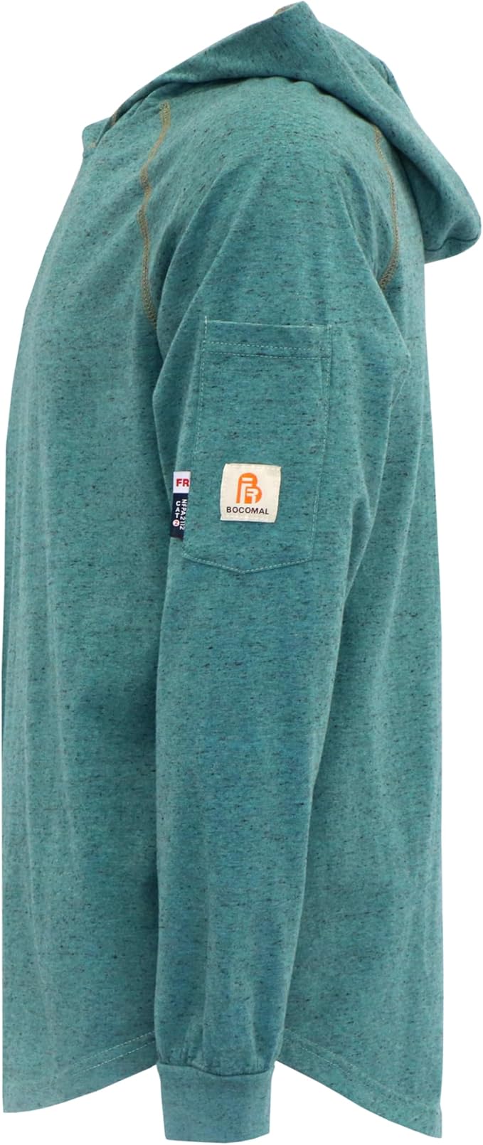 BOCOMAL FR Hooded T Shirts Heather Series 6oz Flame Resistant NFPA2112 CAT2 Fire Retardant Hoodies Work Shirt