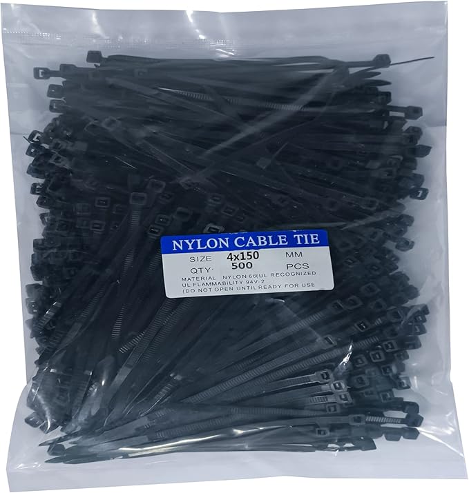 Zip Ties 500 pcs 6 inch Cable Zip Ties, Premium Plastic Wire Ties with 40 LBS Tensile Strength, UV Resistant Cable Ties, Self-Locking Black Nylon Tie Straps