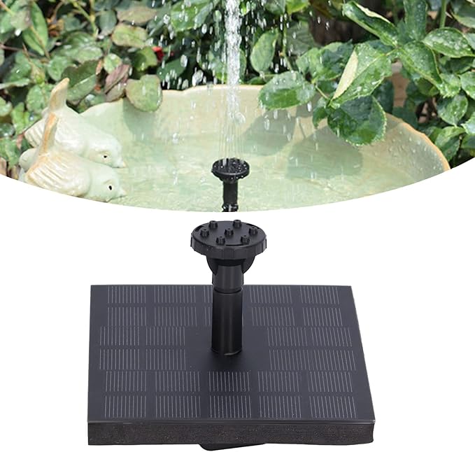 Solar Fountain Pump, 7V 1.4W Solar Fountain Pump for Bird Bath, Solar Water Pump Monocrystalline Silicon Square Floating for Garden, Ponds and Outdoor