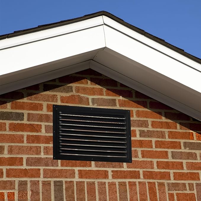 2 Pcs Attic Vent 8" X 12" Metal Shed Vents Louver Vent Grille Gable Vents with Screen Mesh for Indoor Outdoor Garage Attic Ceiling, Boost Ventilation and Guard Against Moisture (Black)
