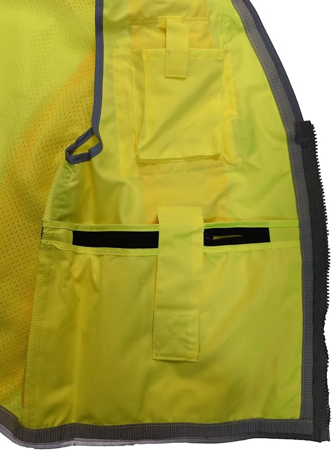 Radians SV55 Class 2 Heavy Woven Two Tone Engineer Vest with Padded Neck to Support Extra Weight in Cargo Pockets, Green, 5X-Large