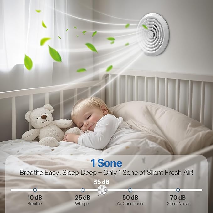 8 Inch Round Bathroom Exhaust Fan，110 CFM 1 Sone Powerful and Quiet Bathroom Ventilation, Replacement for Mobile Home，Through Wall Vent Fan, Easy Install