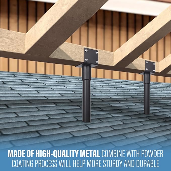 4 Pack 304 Stainless Steel 3.6" Heavy Duty Saddle Roof Riser for Patio Pergolas, 18-1/4" High (Black)