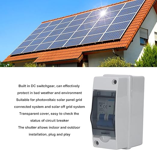 40A 1000V DC Disconnect Switch, Compact Circuit Breaker with IP65 Enclosure, Transparent Cover for Solar PV Systems in Home RV Applications