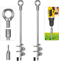 Dolibest 30" Heavy-Duty Ground Anchors Screw in, 3" Wide Spiral Earth Anchors for Swing Set, Wind Resistant Mobile Home, Trampoline, Sheds - Fully Welded Ground Anchors-Set of 2