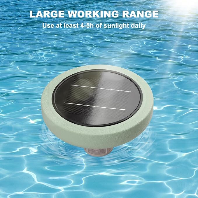 Solar Pool Ionizer for Above Ground, Floating Copper Pool Cleaner, Up to 40,000 Gallons, Swimming Pools Water Cleaner for in-ground Pools and spas (Green)
