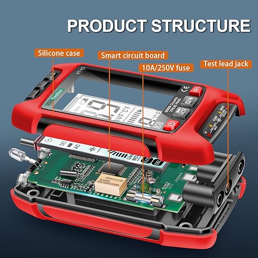 Xin Tester Digital Multimeter, 9999 Counts TRMS Auto-Ranging Voltmeter, Accurately Measures AC/DC Amp Ohm Voltage Meter Capacitance Frequency Diode with Backlight Flashlight