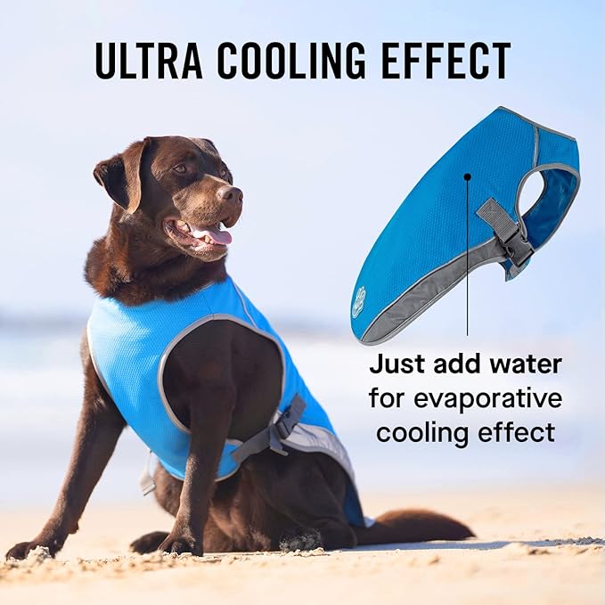 Canada Pooch Dog Cooling Vest - Evaporative Cooling Vest for Dogs with Breathable Mesh Material & Reflective Lining, Adjustable Dog Cooling Vest Great for Dogs (28 (27-29" Back Length), Aqua)