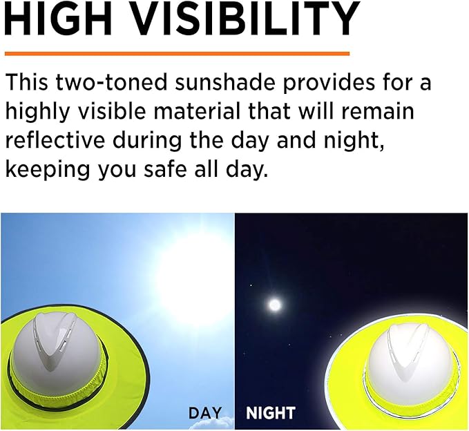 Wolf High-Visibility Orange Reflective Full-Brim Hard Hat Mesh Sun Visor Neck Shade