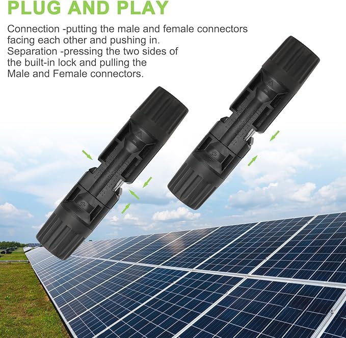 40PCS MC4 Solar Panel Connectors, MC4 Male/Female 1000V Solar Panel Cable Connectors IP67 Waterproof, with 2 Pcs Assembly Spanners for Solar Cable PV Systems