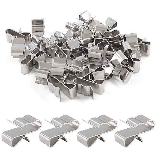 Biaungdo 30 Pcs Trailer Frame Wire Clips, Stainless Steel Metal Solar Panel Wire Clip 22.5 mm/ 0.89 Inch Double Wire Clamps Wire Rope Clips for PV Wiring Boat Cable, Boat Trailer