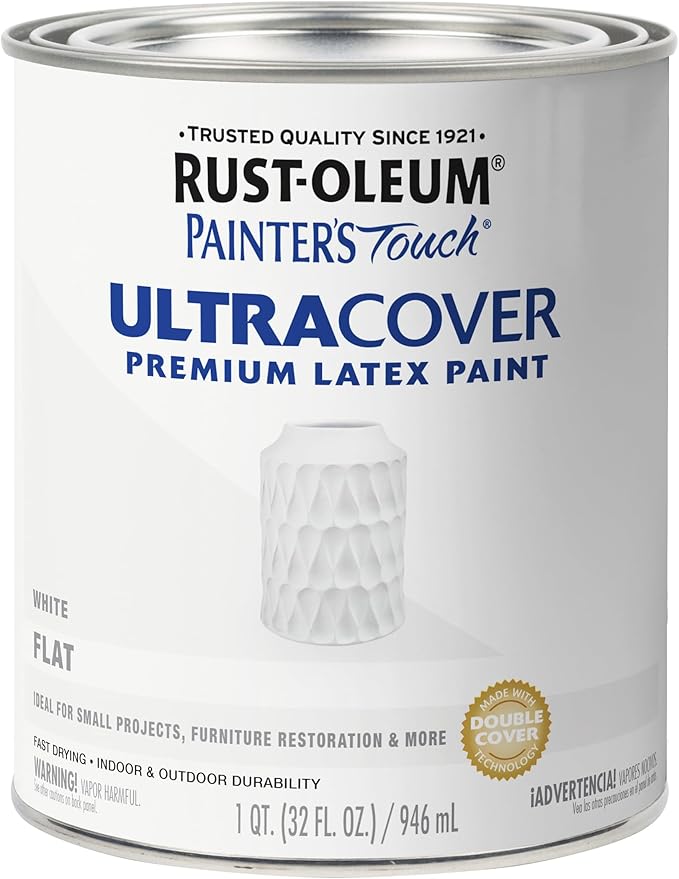 Rust-Oleum 1990502 Painter's Touch Latex Paint, Quart, Flat White 32 Fl Oz (Pack of 1)
