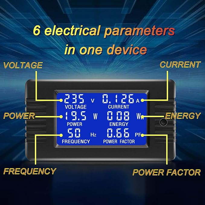 CrocSee AC 80-260V 100A CRS-022B LCD Display Digital Current Voltage Power Energy Frequency Power Factor Multimeter Ammeter Voltmeter with 100A Split Core Current Transformer