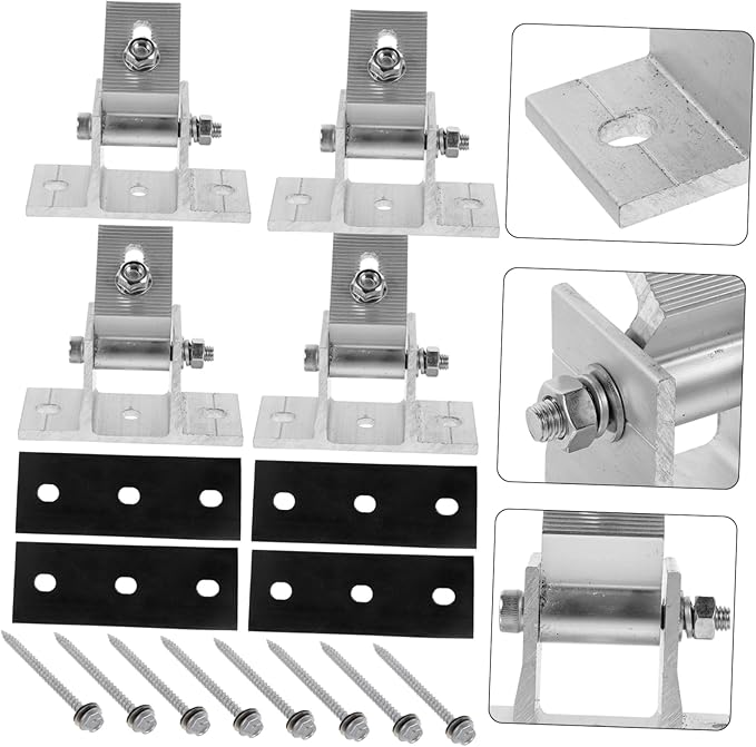 Gadpiparty 4pcs Adjustable Solar Panel Bracket Tilt Mount Clamp for Roof Rv Boat Compatible Various Easy Installation