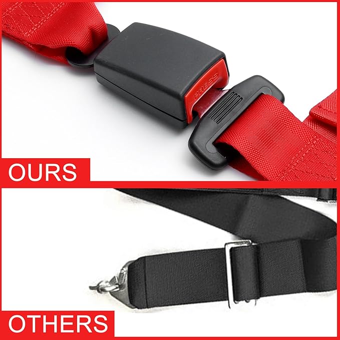 Yakitoko Universal 4 point Safety Harness Set 2 inch Fits Go Kart,UTV,ATV,Racing Red
