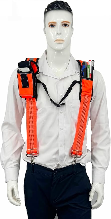 Tool Belt Suspender for Men 4 Point Padded with Attachment Loops, WristBand Pouch Pocket for Construction Worker