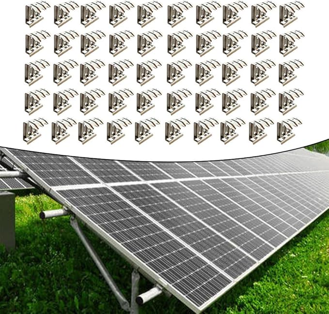 304 Stainless Steel Photovoltaic Water Guide Clips for Solar Panels, Self-Cleaning Drainage Design to Prevent Water Accumulation and Reduce Maintenance Effort, 50pcs (33mm)