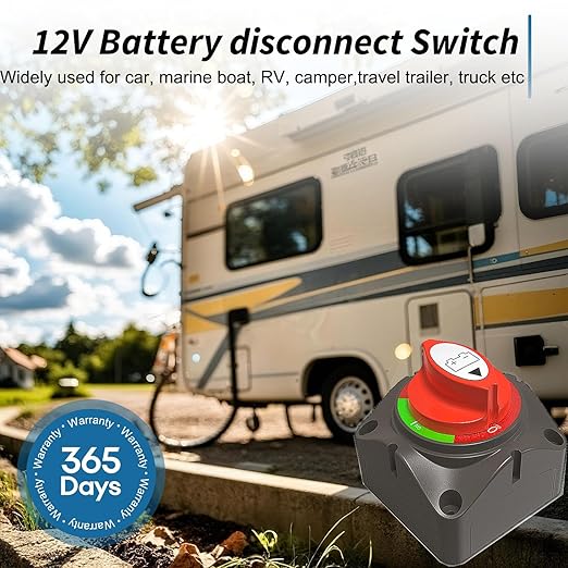Battery Disconnect Switch 12V Master,12V-48V Battery Shut Off Switch 275Amps High Current for Car Marine Boat RV Vehicles(On/Off)