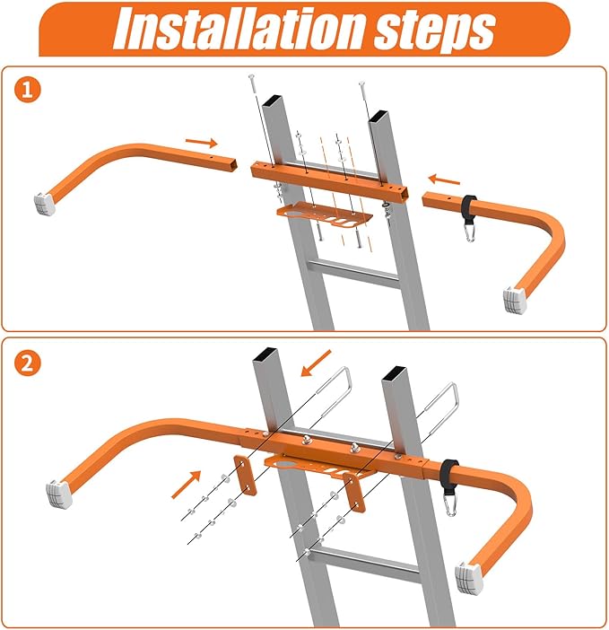 Aluminum Ladder Stabilizer for Roof Gutter Cleaning with Tool Tray, Heavy Duty Extended Ladder Accessories, Ladder Stand-Off Wing Span with Non-Slip Rubber Bottom Pad