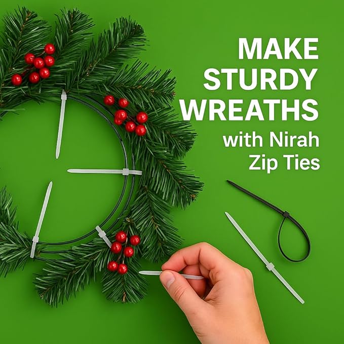Small Zip Ties 6 inch, Clear, 40lbs strength, Multi-Purpose, Self-locking, Small Size Cable Ties White, Mini Wire Ties, Tiny Tie Wraps for Crafts, Wreath, Electrical, Home, Garden & Office by Nirah