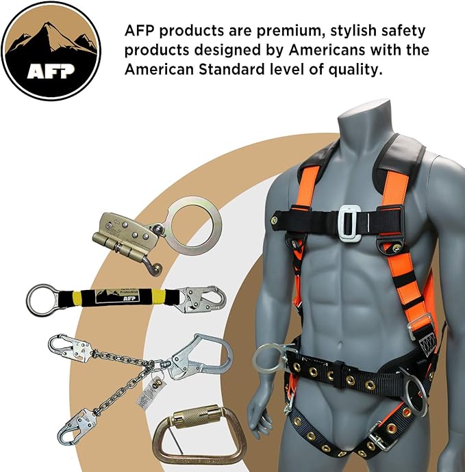 AFP 4’ Cross Arm Strap Premium Heavy-Duty Pass-Through Double Steel Ring, Safety Fall Protection Anchorage Connector (OSHA/ANSI) PPE 1 Pack