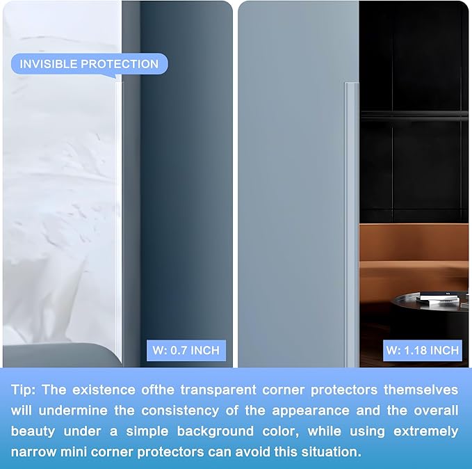 Clear Self-Adhesive Mini Wall Corner Protectors, Cute Corner Guards & Edge Protector for Wall Door Frame Cabinet Baseboard & Door, Table, Stair, Easy to Cut (5/8" Thick, 39.4" Length - 5Pack)