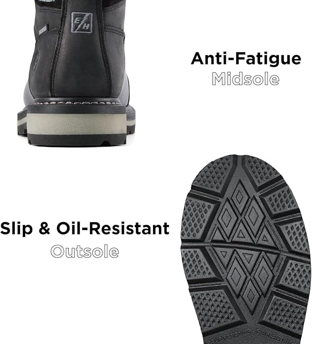 SUREWAY Men's 6" Waterproof Soft/Composite Toe Work Boots - Crazy Horse Leather Safety Shoes,GoodyearWelt Slip Resistant EH Rated Heavy Duty Construction Boots for Industrial, Roofing, Landscaping