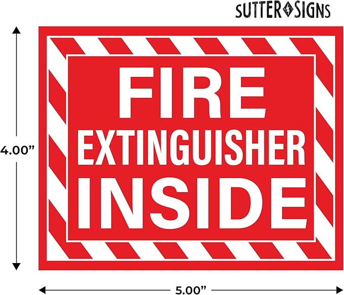 10pcs Fire Extinguisher Inside Stickers | Self Adhesive Weatherproof Vinyl Fire Extinguisher Decals, Perfect for Indoor/Outdoor Use, Trucks, RVs, Vehicles