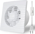 6 Inch Exhaust Fan, 26W Wall Mount Small Ventilation Fan With Switch, 139CFM Ventilation Extractor Fan With Anti-backflow Check Valve Ultra Thin For Bathroom Kitchen Garage(White)