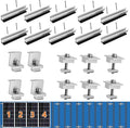 Solar Panel Bracket Kit - 10 Pcs Aluminium Mounting Rail 120mm, Z-Bracket Set, Center Clamps, Solar Mounting Rail Connector for Metal, Tin, Flat, Sheet Roofs