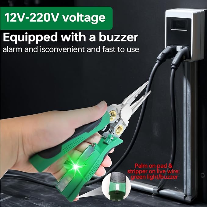 8 in 1 Wire Stripper with Voltage Tester, Wire Stripper Pliers Multi-Function Electrician Tool for Stripping Cutting Scraping Crimping Wires Car & Home Electrical Repair