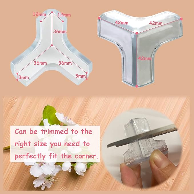 4Pcs Large(Length: 1.7inch) Silicone Corner Protector Baby Proofing,Table Corner Protectors for Baby,Strong Adhesive T Shaped Baby Head Protector Table Corner Protectors for Furniture