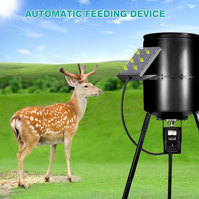 Solar Panel for Deer Feeder, 12V Solar Panel Outdoor Hunting Feeder Waterproof, Solar Power Battery Charger 12Volt with Mounting Bracket and Alligator Clip Design for Game Feeder