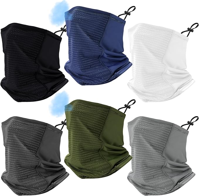Geyoga Adjustable Cooling Neck Gaiter Breathable Summer Face Mask with Mesh Holes Strap UV Protection Neck Cover for Men