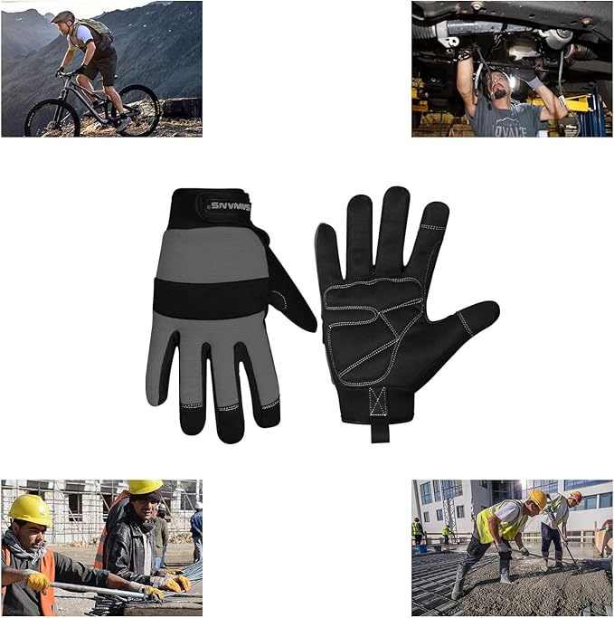 SAWANS Safety Work Gloves Gardening Working Gloves Mens Women Mechanic Construction Utility Flexible Padded Palm Protection