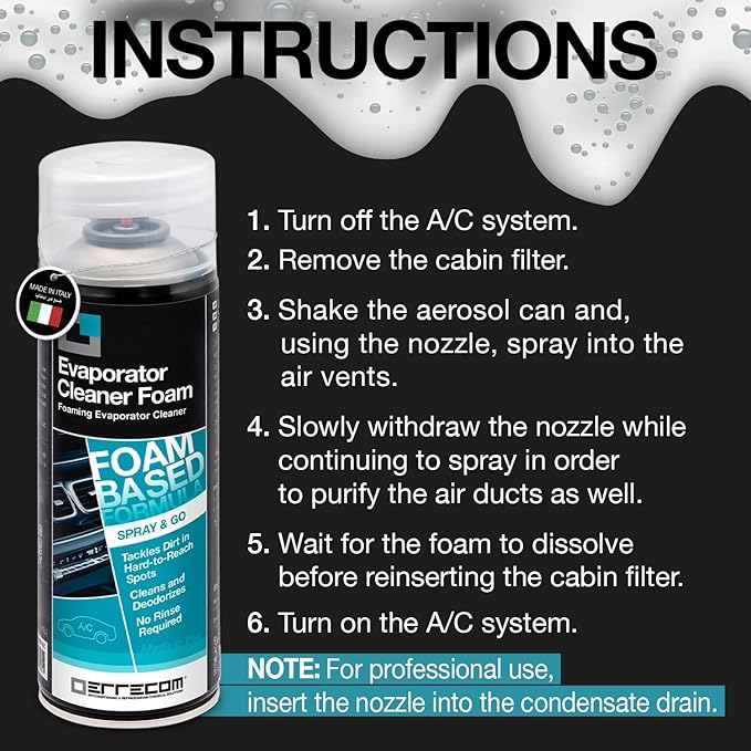 ERRECOM Evaporator Cleaner Foam, Air Conditioner Foam Cleaner, 13.6 fl oz (400 mL) Aerosol Can