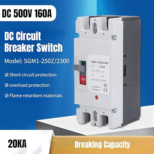 SGM1-250Z/2300 DC Circuit Breaker,500V 160A 2P DC Circuit Breaker, Thermosetting Plastic Moulded Case Circuits Breakers Solar Energy Switch