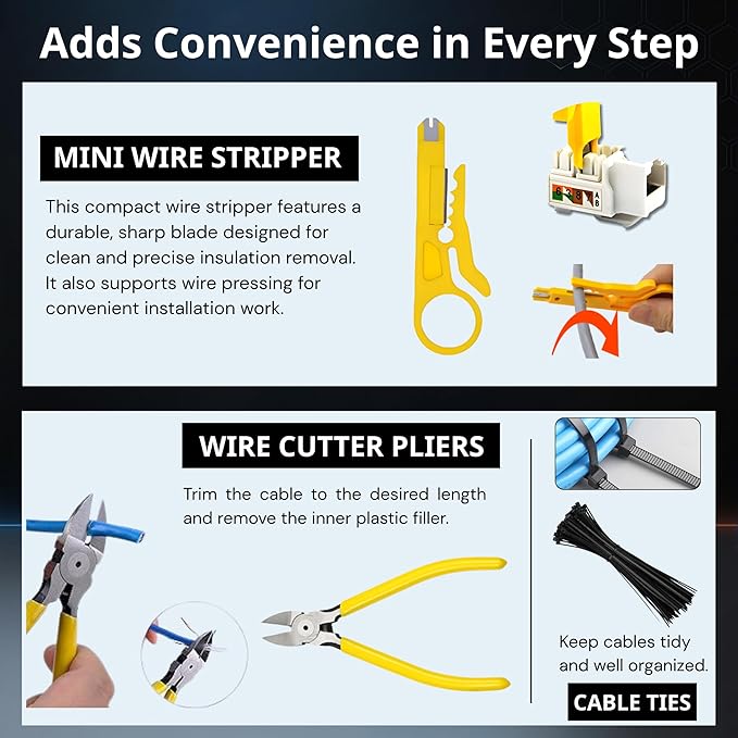 RJ45 Crimp Tool, Ethernet Crimper Tool Kit With CARRYING CASE, All-In-One Pass Through Network Cable Tool For Cutting, Stripping, Crimping Cat5 Cat6 RJ45 RJ11 RJ12 – Ideal For Home DIY, IT Technicians