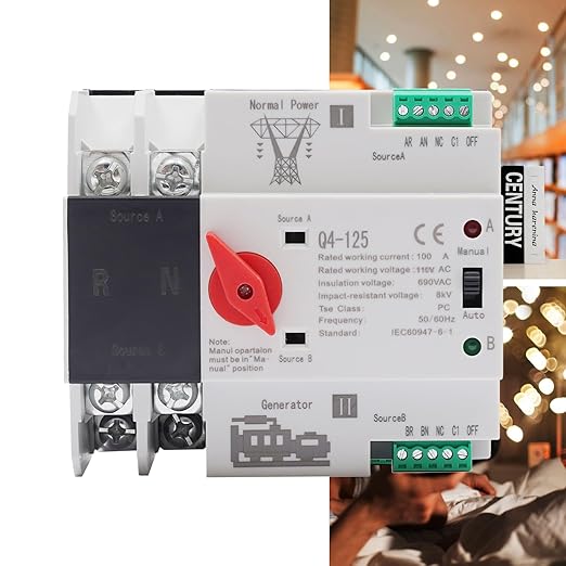 2P 100A Dual Power Automatic Transfer Switch AC 110V ATS PC Level Manual Changeover Generator Transfer Switch Tool 50HZ/60HZ