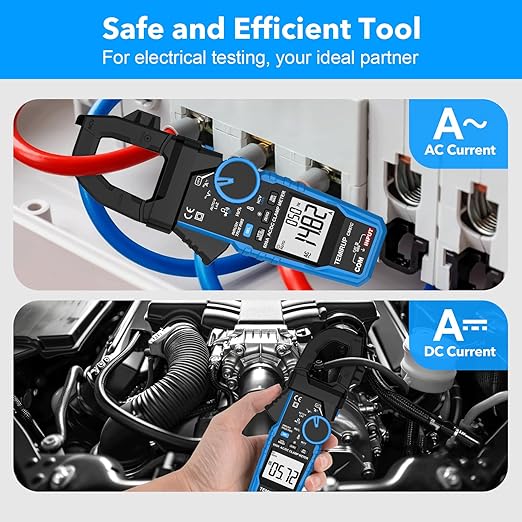 Digital Inrush Clamp Meter Multimeter, TEMIRUP T-RMS 6000 Counts 600A Current Amp Volt Meter with VFD,LOZ Mode; Measures NCV AC/DC Current Voltage Temperature Resistance Capacitance Continuity