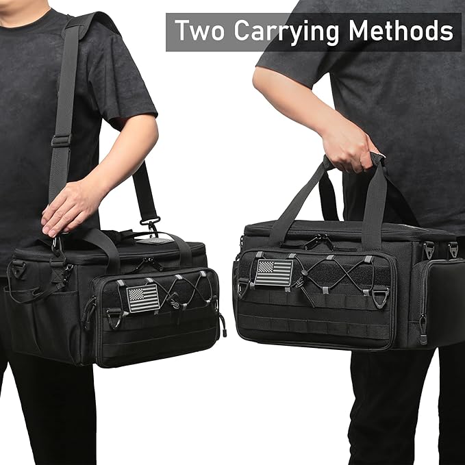 15-Inch Tool Bag Multi-purpose Tool Organizer Bag For Men with Shoulder Strap, Tactical Range Bag Work Tote for Repairman, Carpenters, Handymen (Black)