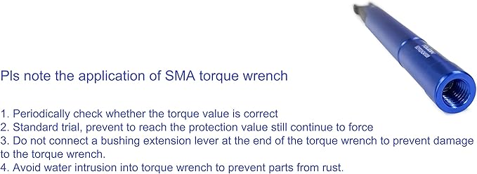 SMA Torque Wrench for RF Connector, 8mm Opening, 0.9 Nm Torque, Alloy Steel Material, Blue Color