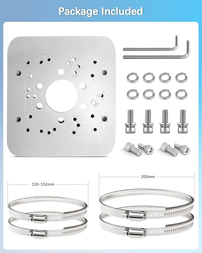 Universal Vertical Pole Corner Mount Bracket for Security Camera, Stainless Steel Pole Mount Adapter with 4 Loops, CCTV Cameras Mounting Brackets, Solar Panel Clamp