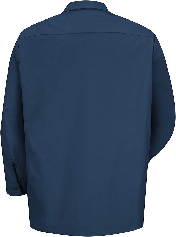 Red Kap Men's Long Sleeve Industrial Work Shirt | Moisture Wicking Button Up, Wrinkle Resistance Fights Fading & Stains