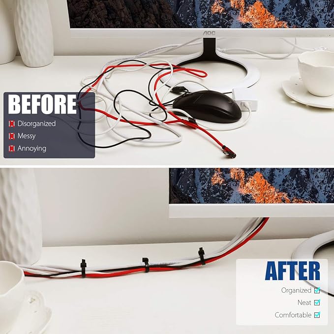 UL Listed Heavy Duty Cable Zip Ties 4 Inch, 1000Pcs Industrial Nylon Durable Self Locking Wire Tie Wraps with 20 lbs Tensile Strength, UV & Heat Resistant for Home Office Garage Multiple Use - Black