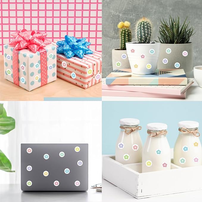 2400 Pcs Small Sticker for Kids,Mini Flower Sticker Cute Paper Decals 10 Designs Self-Adhesive Stickers for Summer Party Envelopes Scrapbook Gifts DIY Supplies,0.5in（Morandi）